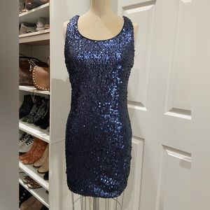 Blue sequins party dress